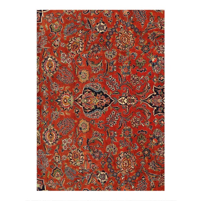 Beautiful and Finely Woven Antique Persian Kashan Rug, Country Of Origin: Persia, this inscribed Semi antique Persian...