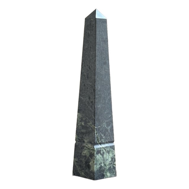 16' Neoclassical Style Dark Green Marble Obelisk For Sale