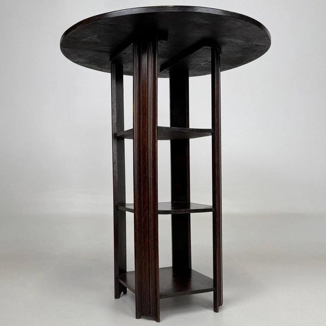 Wood Antique Early 20th Century English Oak Round Side Table with Shelved Base For Sale - Image 7 of 9