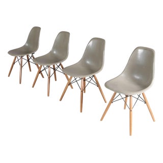 Dining Chairs in Sea Foam Green Fiberglass by Charles & Ray Eames for Herman Miller, USA, 1960s, Set of 4 For Sale