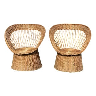 Wicker Armchairs, Set of 2 For Sale