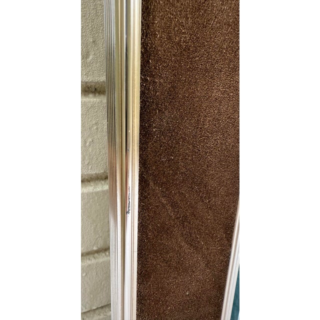 Mid 20th Century LaBarge Brass & Chocolate Suede Mirror - Hollywood Regency "Jewel Box" Style For Sale - Image 5 of 12