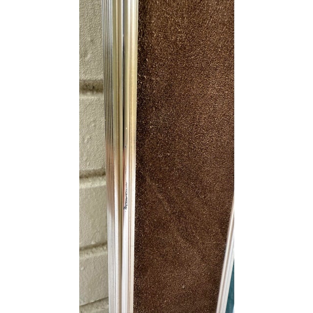 Mid 20th Century Vintage LaBarge Italian Brass and Suede Wall Mirror For Sale - Image 5 of 12
