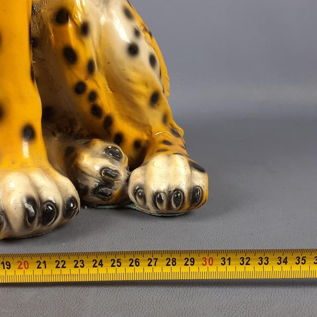 Large Vintage Ceramic & Plaster Cheetah Sculpture, 1960s For Sale - Image 11 of 14