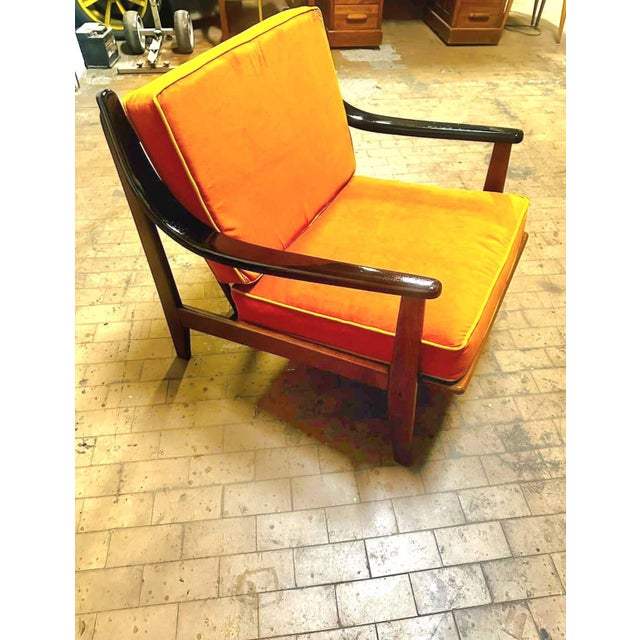 Vintage Armchair in Wood and Velvet, 1960s For Sale - Image 5 of 5