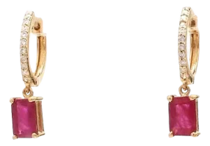 1.39 Cts Natural ruby earring in 18k gold
