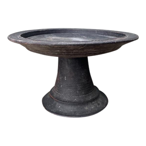 Vintage Balinese Turned Wood Pedestal Bowl