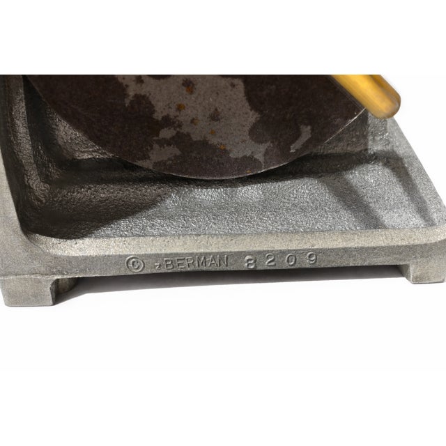 Brass Vintage Berman 24” Cast Metal Table Lamp – Milano Gold Finish – Model 520g Circa 1960's For Sale - Image 8 of 12