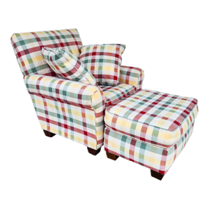 English Country Club Chair & Ottoman Shabby Chic