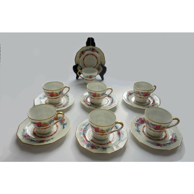 1900s C. Ahrenfeldt Limoges Demitasse and Saucers for Wright Tydale & Van Roden - Set of 6 For Sale - Image 13 of 13
