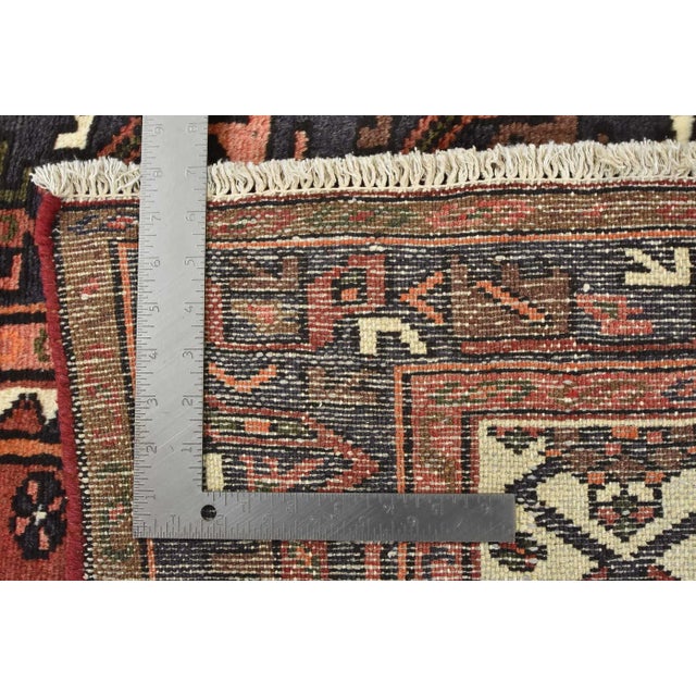 Zanjan Rug 4'2'' X 6'7'' Red Wool Vintage Tribal Hand-Knotted Oriental Carpet For Sale - Image 13 of 13