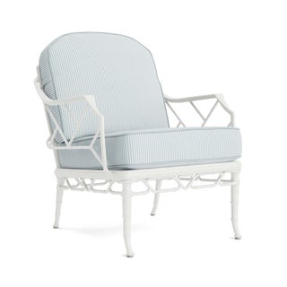 Brown Jordan Calcutta Lounge Chair in Chalk with Artic Stripe Cushions For Sale