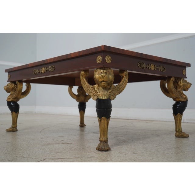 1990s Kindel Neoclassical Winged Griffin Mahogany Coffee Table For Sale - Image 5 of 12