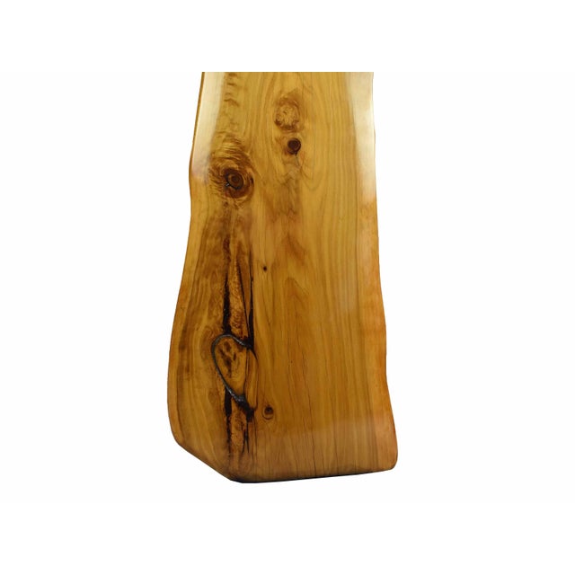 Handmade Modern Minimal Live Edge Tall Wall Hanging Solid Polished Wood Slab Sculpture Art For Sale - Image 6 of 18
