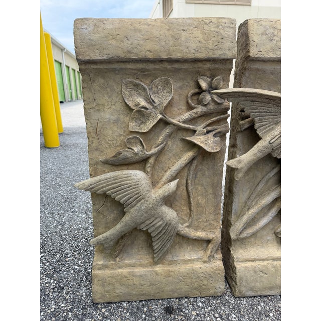 20thC. Mid Century Modern Plaster Divider Panels With Swallows . For Sale - Image 4 of 6