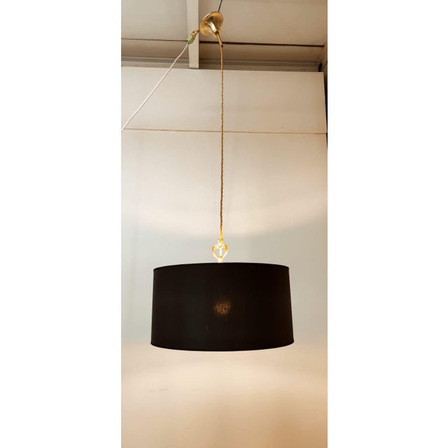 Lackfolie with Gold Interior Silk Cord Suspension Light For Sale - Image 14 of 14