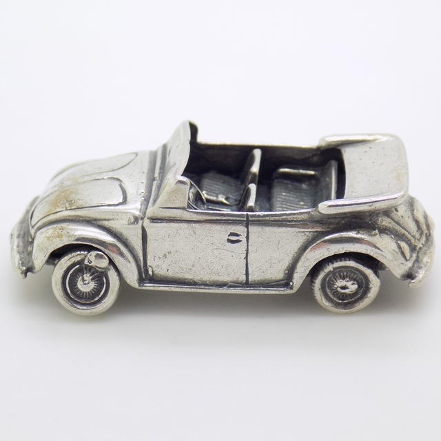 Metal Vintage Italian Handmade Genuine Silver Cabrio Car Convertible Figurine Miniature, Made in Tuscany (Arezzo, Ar, Italy) For Sale - Image 7 of 11