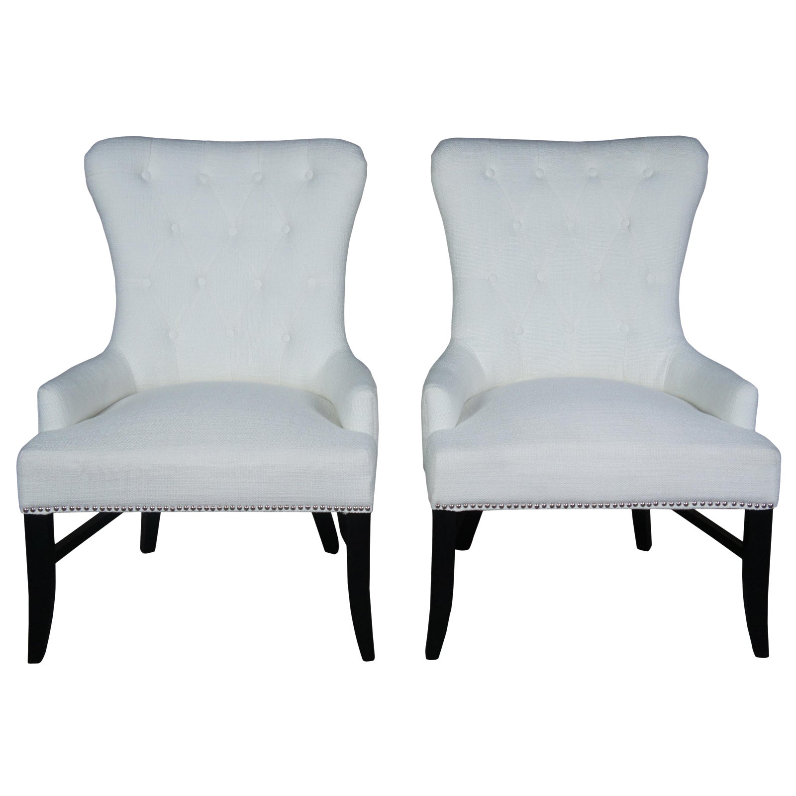 Arhaus Claybourne Upholstered Dining Arm Chairs A Pair Chairish