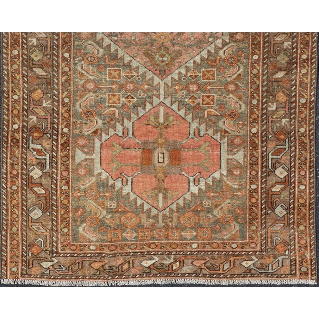 Early 20th Century Antique Persian Hamedan in Rustic Earthy Tones With Tribal Medallions For Sale - Image 5 of 12