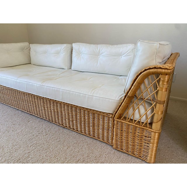 McGuire McGuire Company Wicker Rattan Couch, 1970s For Sale - Image 4 of 10