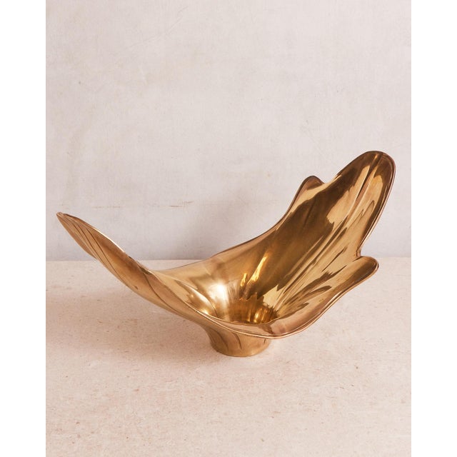 1970s Large Brass Low Bowl or Vase For Sale - Image 13 of 18