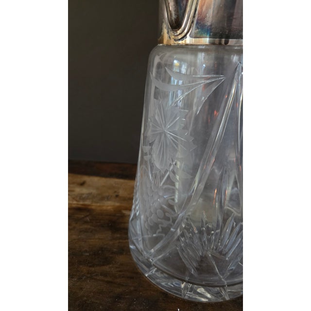 1930s German Cut Crystal and Silverplate Cooling-Tube Lemonade Pitcher For Sale - Image 18 of 18