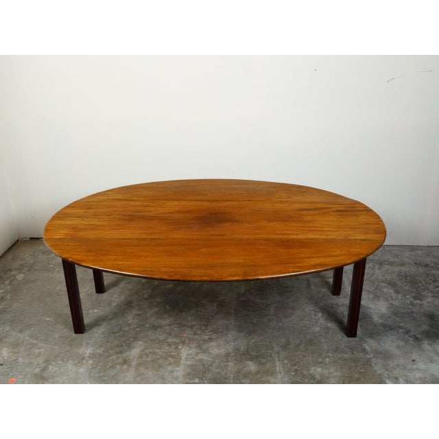 19th Century English Walnut Drop-Leaf Table with Oval Top and Straight Legs For Sale - Image 9 of 12