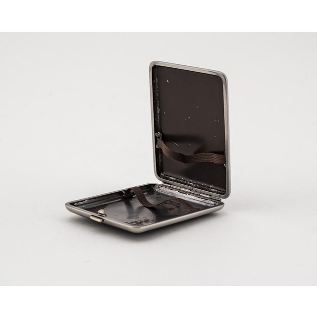 German Stainless Steel Cigarette Case with Leather Inlay, 1930s For Sale - Image 11 of 18