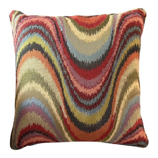 Flame-Stitch Designed Square Tapestry Pillow For Sale