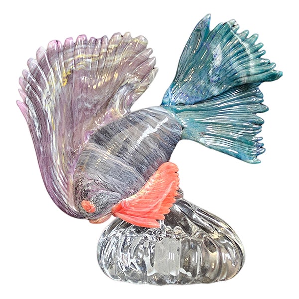 Murano Glass Fish Sculpture, 1980s For Sale