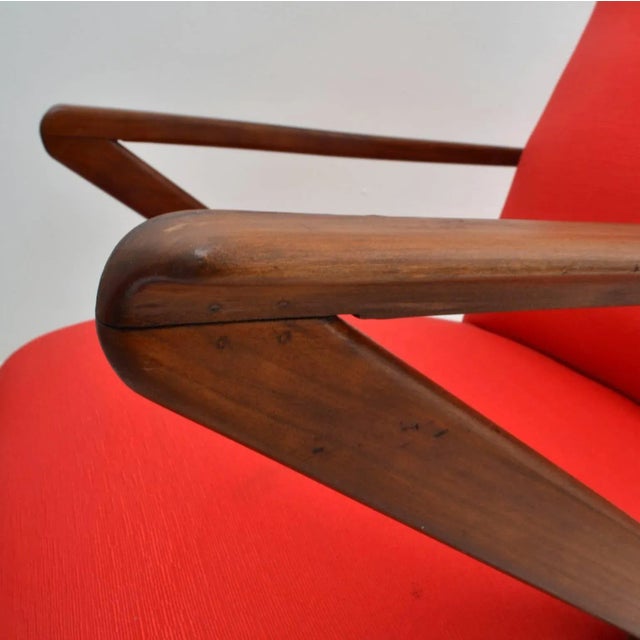 Red Italian Mahogany Lounge Chair, 1950s For Sale - Image 6 of 9