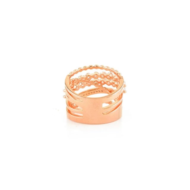 Rose Late 20th Century Multi Layered Rose Gold Plated Cz Statement Wedding Ring Size 6 For Sale - Image 8 of 10
