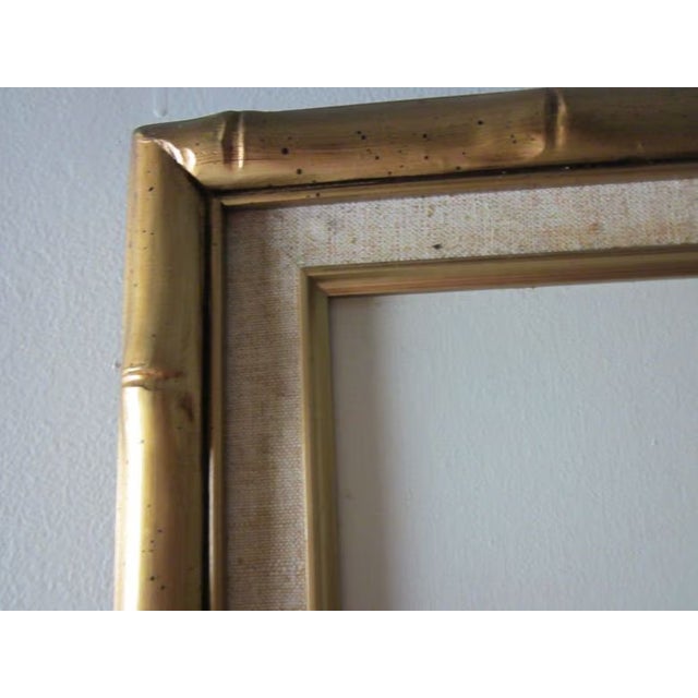 Wood 1980s Gold Frame Art Hanging Picture Home Decor Yellow and Blue Flowers For Sale - Image 7 of 7