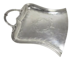 Fine Quality Antique French Signed s.f.a.m. Silverplate Table Crumber Tray
