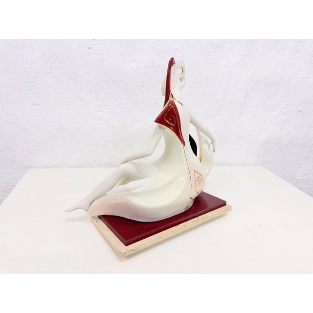 Large Art Deco Porcelain Sculpture Leda with Swan from Galos, 1970s For Sale - Image 4 of 18