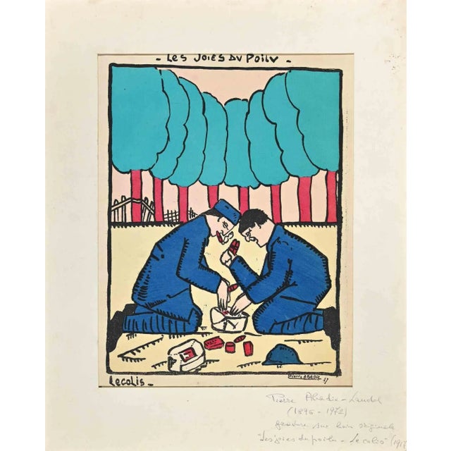 Pierre Abadie-Landel, The Joys of the Hairy, Woodcut Print, 1917 For Sale - Image 3 of 3