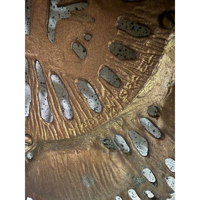 1960s Vintage Wainberg Brutalist Footed Brass Sedar Plate Judaica 10in For Sale - Image 5 of 5