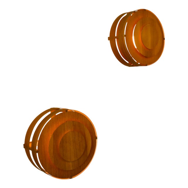 Prototype Pine Veneer Scones by Hans-Agne Jakobsson for Ellysett, 1961, Set of 2 For Sale