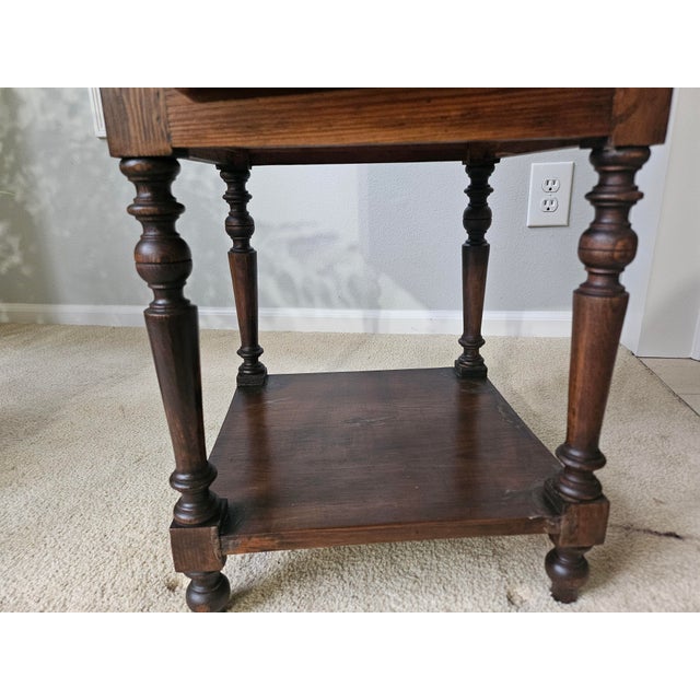 Antique French Oak Marble-Top Side Table / Nightstand/ Entryway Accent (c.1920s) For Sale - Image 11 of 11