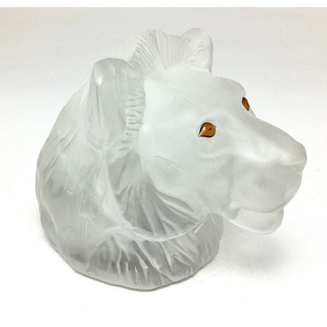 Saint Louis Glass Crystal Lion Paperweight or Figurine. This guy with his glowing eyes measures 4 inches wide 5 inches...