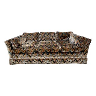 Jack Lenor Larsen Style Mid Century Chevron Sofa For Sale