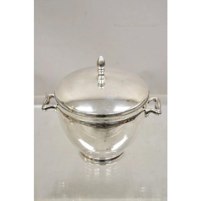Vintage Knight Silversmiths Silver Plated Modern Lidded Bar Ice Bucket For Sale - Image 11 of 12