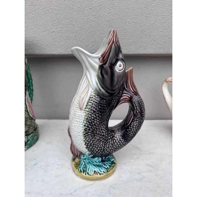 English Victorian Majolica Fish Pitcher Circa 1880 For Sale - Image 4 of 5