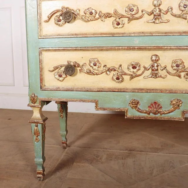Italian Painted Wood Commode For Sale - Image 4 of 10