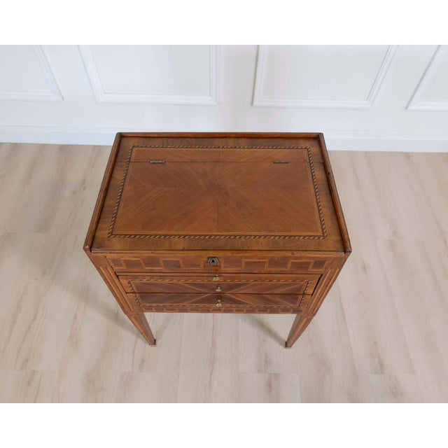 18th Century Louis XVI Marquetry Chiffonier Table For Sale - Image 14 of 15
