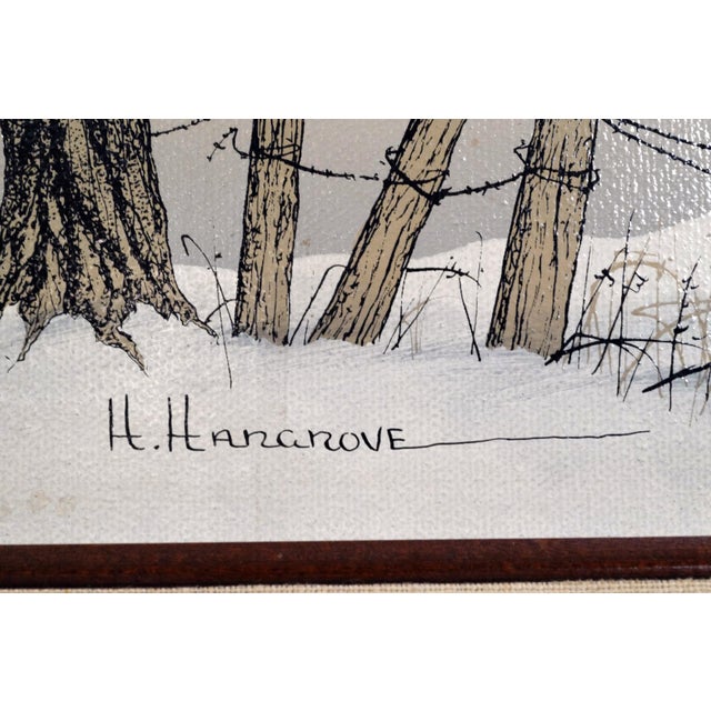 1990s 1990s H. Hargrove Signed Limited Edition Winter Farm on Canvas, Mallard Ducks & Covered Bridge For Sale - Image 5 of 5