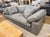 Restoration Hardware leather Cloud sofa in a supple, smoky gray leather with the deeply relaxed, sink-in comfort. Its...