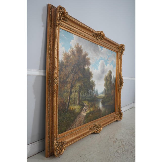 Age: Approx. 40 Years Old Details: Title “River Bend” Vibrant Colors Hand Painted Professionally Framed Fine Carved...