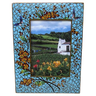 Art Deco Picture Frame in Cloisonné Enamel & Brass For Sale