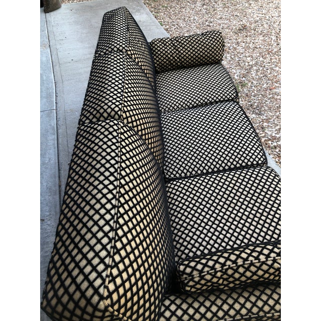 1970s Flexsteel Sofa Checkered Black Velvet Detail For Sale In Fayetteville, AR - Image 6 of 9